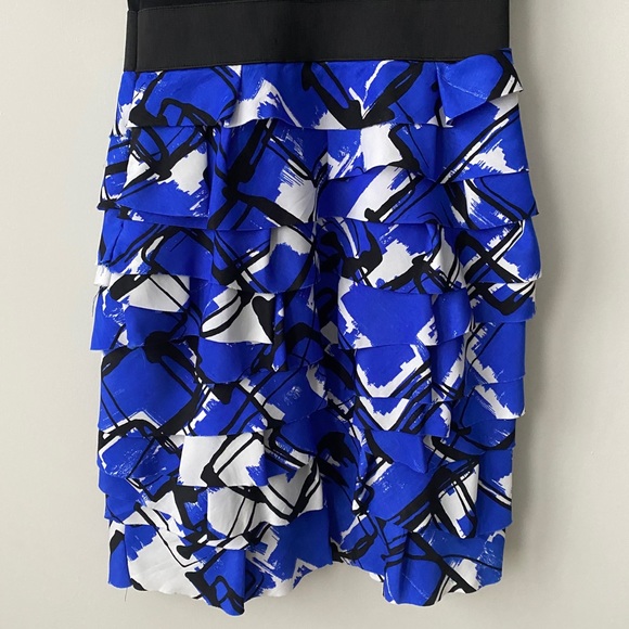 Express Blue/Black/White Form Fitting Mini Dress - Picture 3 of 6